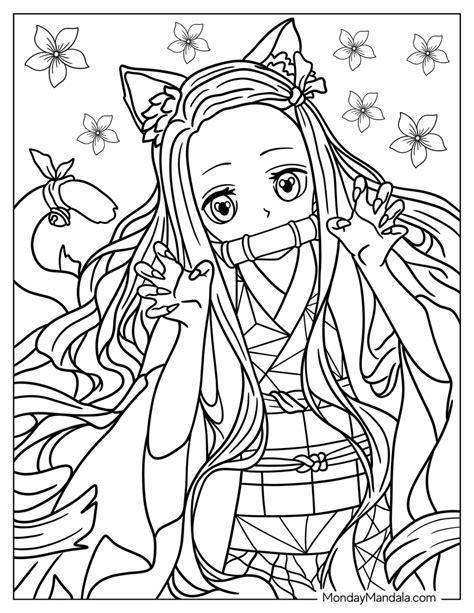 nezuko colouring pages